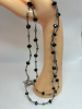 Two Strand Wave Black Bead Necklace Leaf Toggle Clasp - 5