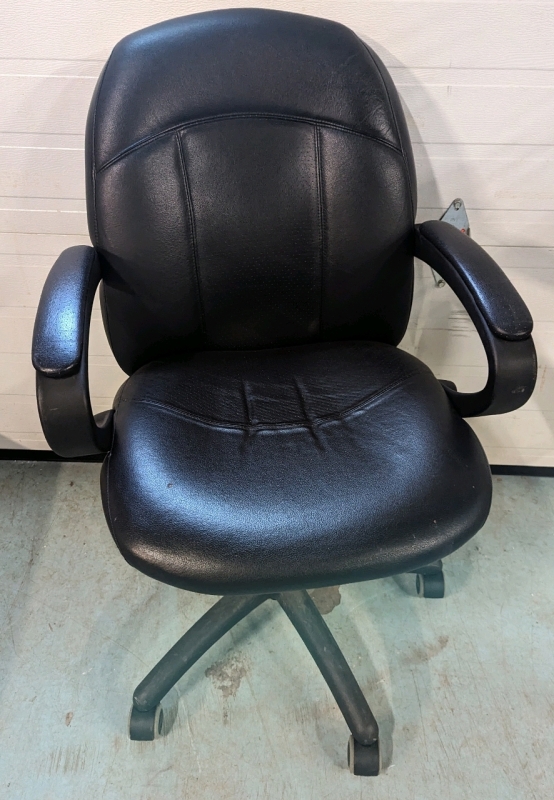 Leather-Like Office Chair, 26" Wide, 27" Deep, Up to 38.5" Tall