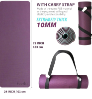 New Feetlu Yoga Mat with Strap Non-Skid Dual Surface Workout Mat 26&rdquo;x72&rdquo;