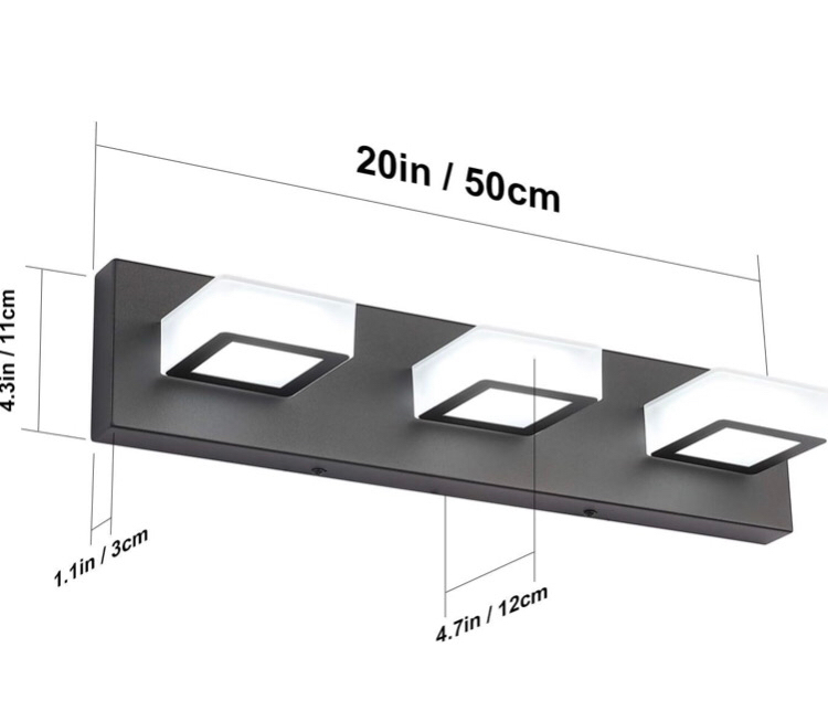 New Ralbay LED Modern Black Bathroom Vanity Lights 3 Lights Acrylic Modern Black Bathroom Wall Lighting Fixtures