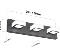 New Ralbay LED Modern Black Bathroom Vanity Lights 3 Lights Acrylic Modern Black Bathroom Wall Lighting Fixtures