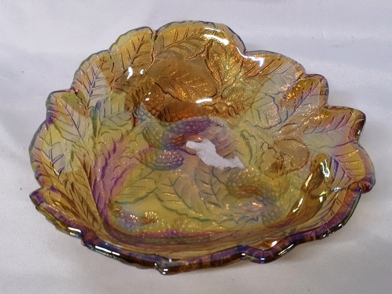 Carnival Glass Bowl 7.5" Long & 7" Wide & 2" Deep