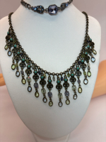 Vintage Bib Choker Crystal Cabs & Rhinestone Bracelet