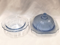 Beautiful Blue Depression Glass + Blue Glass Bowl (nursery rhymes)