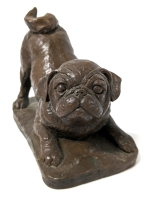 Doris Lindner Playful Pug Dog Resin Figure Made in England 6" x 3 25" x. 4.75" Tall