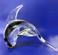 Vintage Murano Style Glass Dolphin Paperweight 7" Long x 6.5" Tall