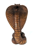 Fantastic 7.25" Carved Wooden Coiled Cobra Figure