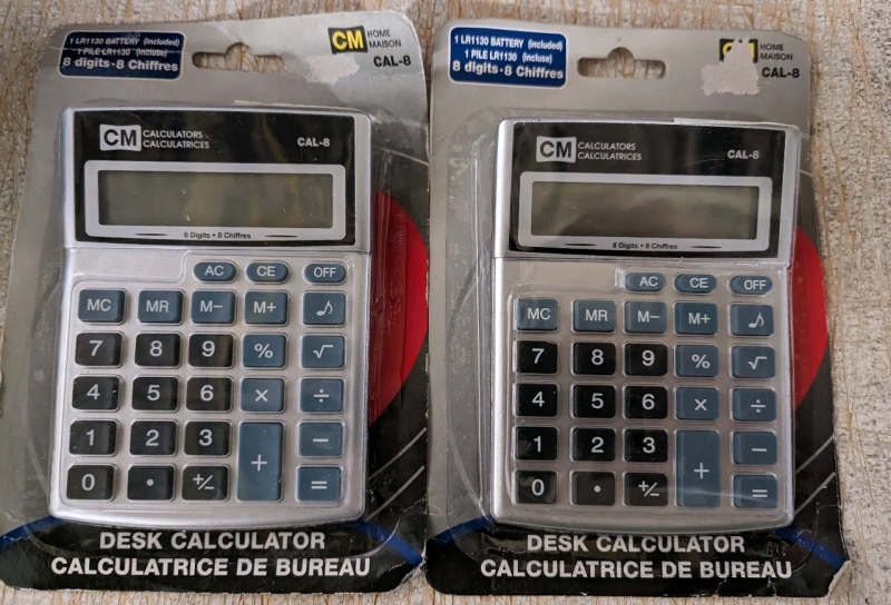 2 New 8-Didgit Desk Calculators. 4" by 5.5" by 1"