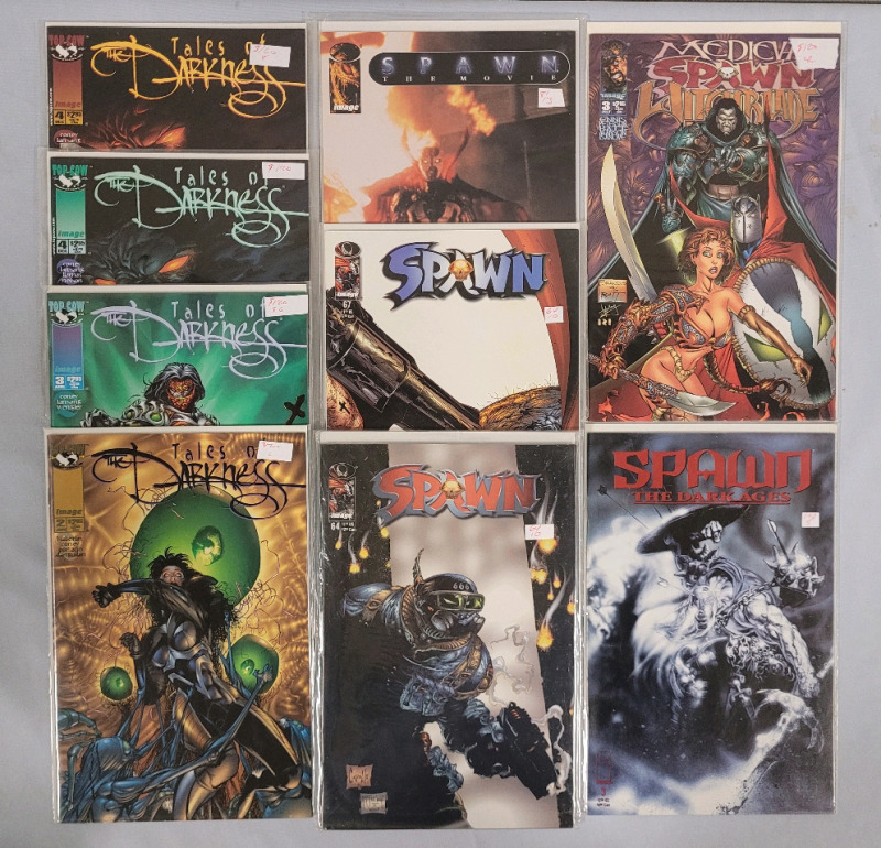 Image Comics : Tales of The Darkness (4 comics) & Spawn (5 comics) . Nine (9) Comics Total