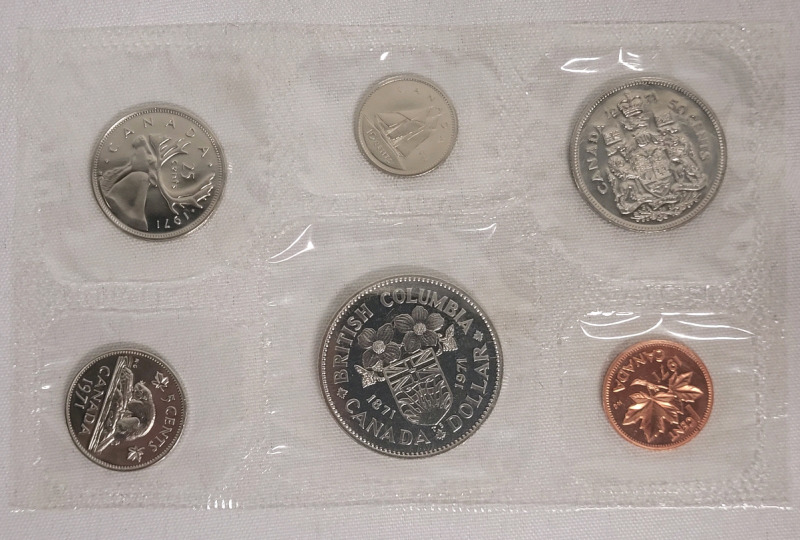 1971 (1871-) Canadian british Columbia Uncirculated Coin Set , Sealed