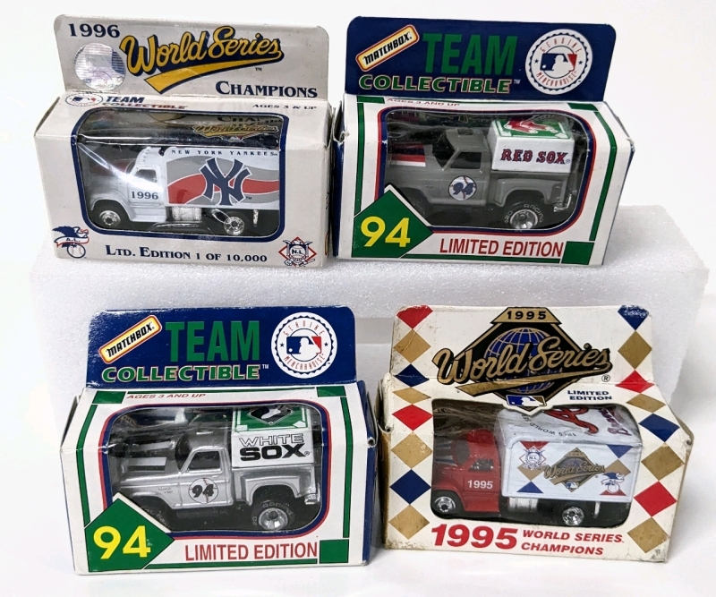 4 Vintage MATCHBOX MLB Limited Edition Diecast Collectible Trucks