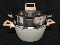 New Soday Granite 4.3 QT Saucepan with Lid and Steamer