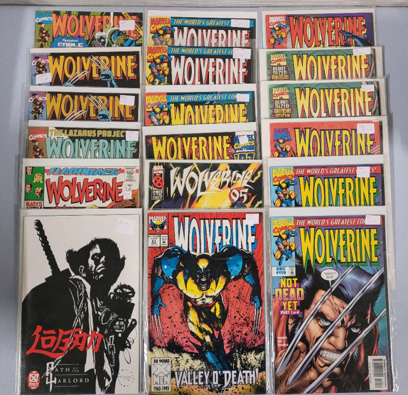 Marvel Comics WOLVERINE Comic Book Lot . 18 Issues , All Bagged & Boarded