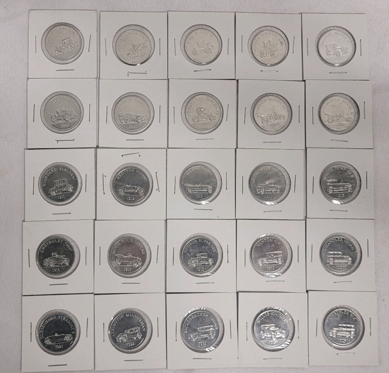 Vintage 1969 SUNCO / DX Antique Car Coin Collection Series 2 , Complete Set of 25