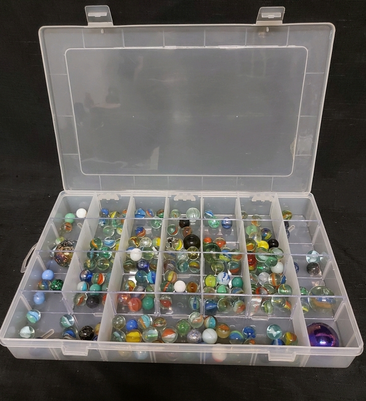 Assorted Marbles In Clear Case