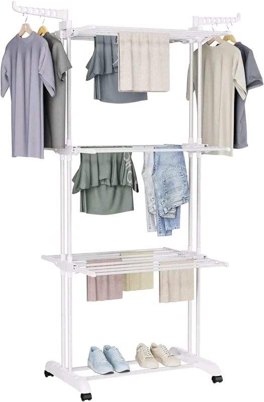 New Innotic 4-Tier Folding Laundry Drying Rack with 2 Adjustable Side Wings