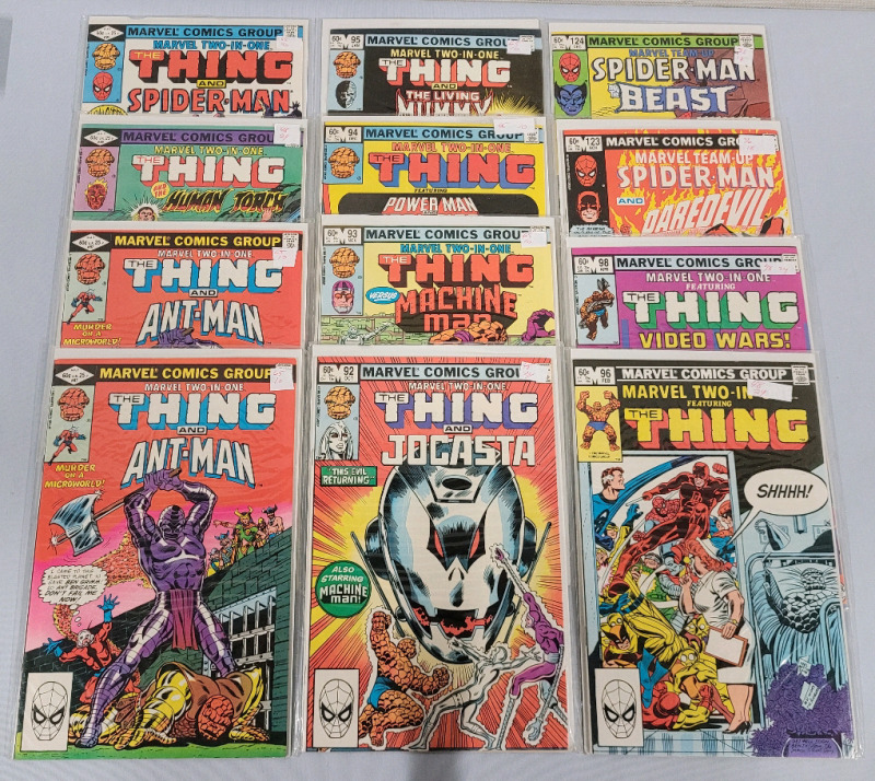 Vintage Marvel Comics Marvel Two-In-One ' The Thing and Super Hero . 12 Comic Books