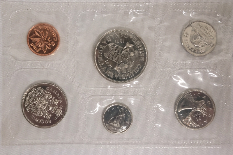 1971 (1871-) Canadian British Columbia Uncirculated Coin Set , Sealed