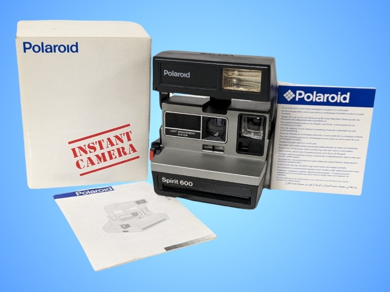 Vintage POLAROID Spirit 600 Instant Camera w Original Box, Manual & Extra Sealed Film