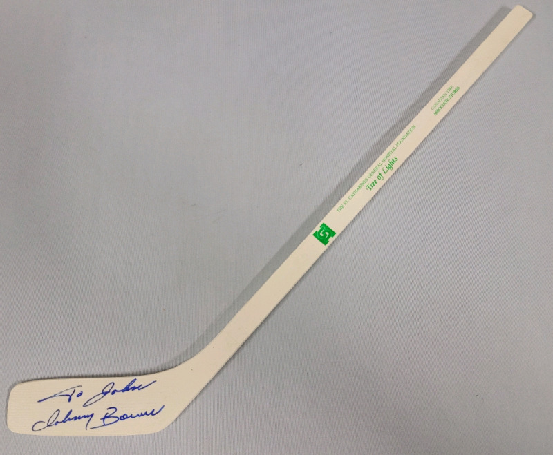 Johnny Bower Signed Mini Stick . No COA . Personalized to John