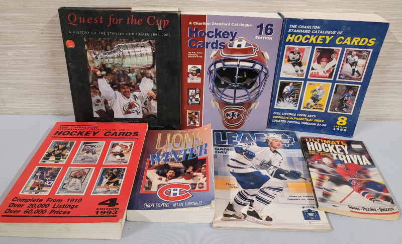 NHL Hockey Book Lot . Stanley Cup , Leafs , Habs ,Trading Cards