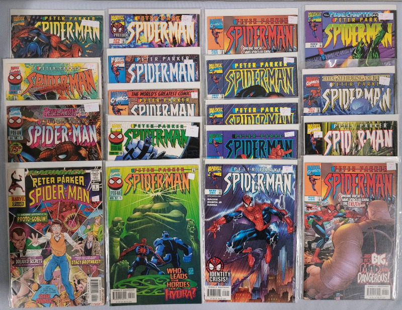 Marvel Comics Peter Parker Spider-Man Comic Books . 18 Issues , All Bagged & Boarded