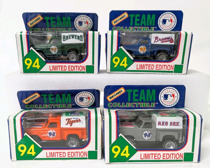 4 Vintage MATCHBOX MLB Limited Edition Diecast Collectible Trucks