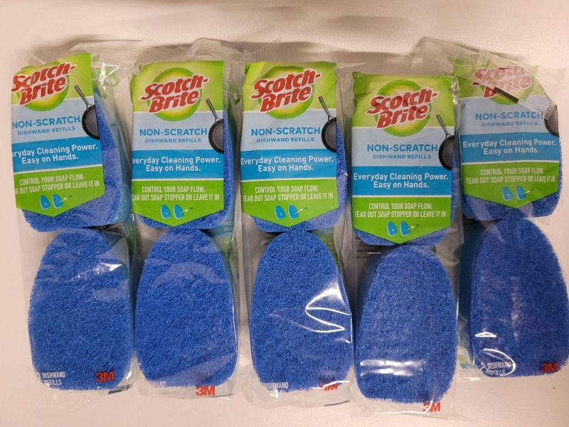 New - Scotch-Brite Non-Scratch Dishwand Sponge Refills , 10 Refills . Wand Not Included