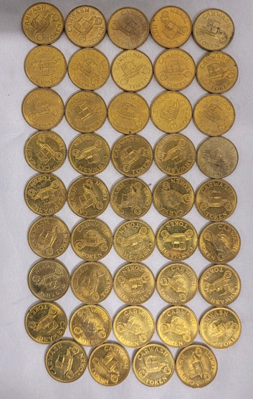 Vintage Car Wash Tokens , Forty Four (44) Identical Token Coins