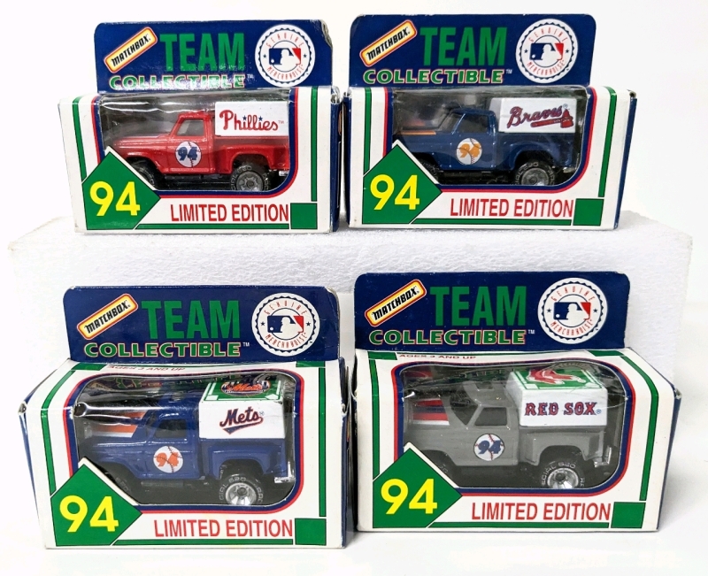 4 Vintage MATCHBOX MLB Limited Edition Diecast Collectible Trucks