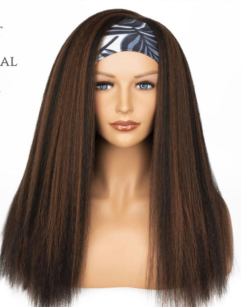 New Aminow Kinky Straight Headband Wig 20 Inch (#1B/30)