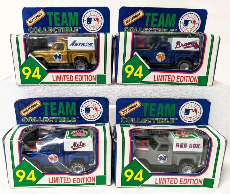 4 Vintage MATCHBOX MLB Limited Edition Diecast Collectible Trucks