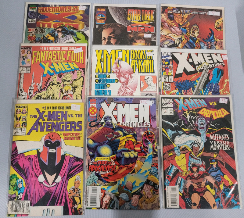 Marvel Comics X-Men Comic Books , Various Titles . Nine (9) Issues All Bagged & Boarded