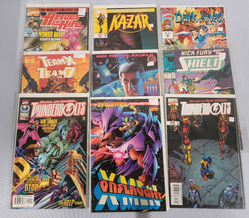 Marvel Comics Comic Book Lot . Nine (9) Issues Various Titles , All Bagged & Boarded