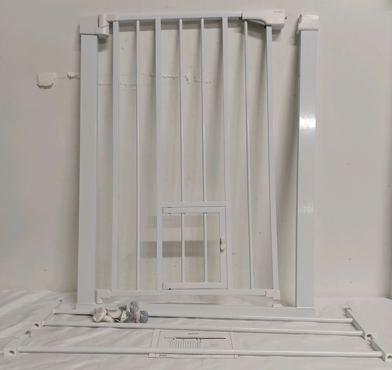 Metal Walk Through Dual Lock System Gate With Animal Door Approx 28.25x36" *See Description*