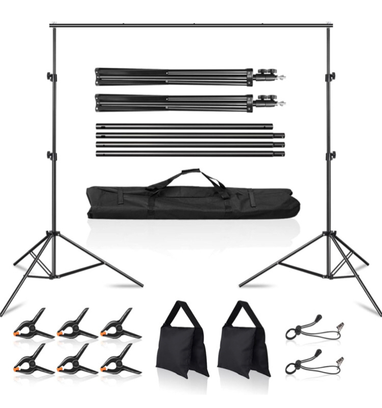 MSKIRA Photo Backdrop Stand 7.5x10ft Adjustable Background Support System Stand Kit