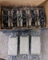 8 New Home Electric Single Pole Light Switches. Ivory Coloured. 15A - 120V