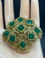 Vintage Original by Roberts Green Art Glass Statement Brooch