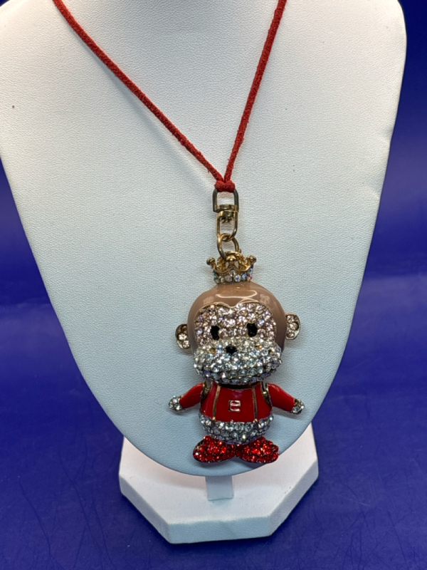 Rhinestone Enamel Large Monkey Articulated Pendant