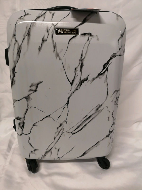 New Like American Tourister Moonlight 21 Spinner Marble Pattern Luggage - Scuffs on the Hardshell