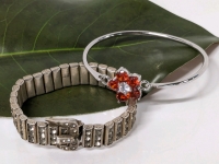 Gorgeous Art Deco Estate Bracelet with Buckle-Shaped Clasp & Pretty Flower Bracelet