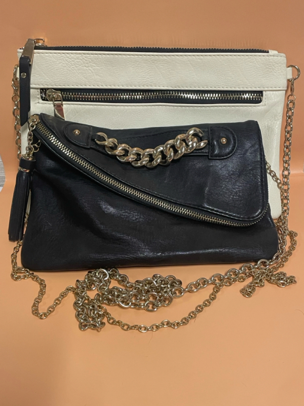 ALDO black purse and white purse with gold chains