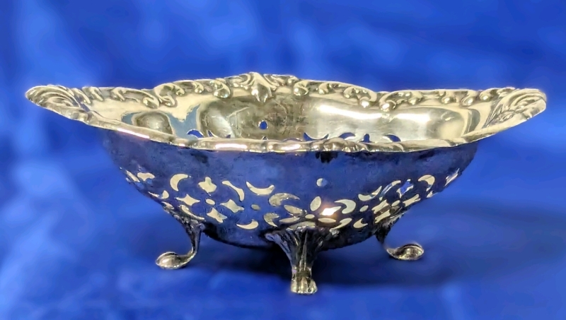 BIRKS Sterling Silver Pierced Footed Dish 4.9" x 3.5" x 1" Tall