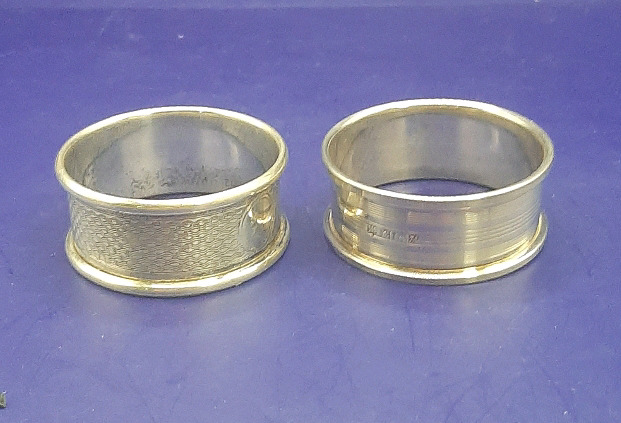 Vintage 2 English Sterling Silver Napkin Ring