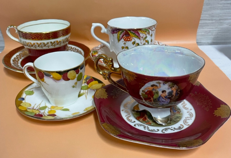 4 cups and saucers Shafford Royal Doultan Aynsley Royal Albert