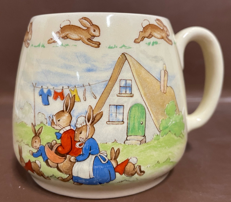 Royal Doulton signed Barbara Vernon 3” Bunnykins mug