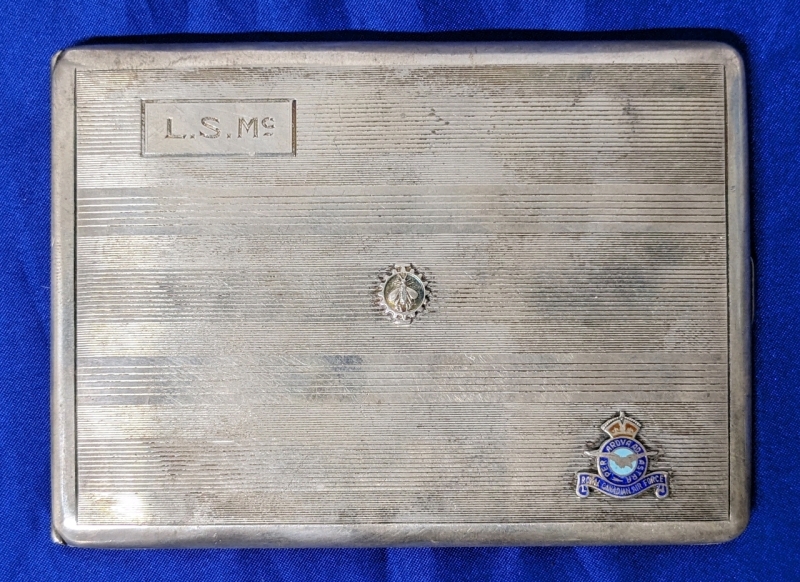 BIRKS Sterling Silver Royal Canadian Air Force Cigarette Case Inscription Dated 1942 (3.25" x 4.5")