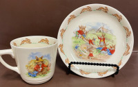 Royal Doulton Barbara Vernon Bunnykins signed 3&rdquo; teacup 6&rdquo; saucer
