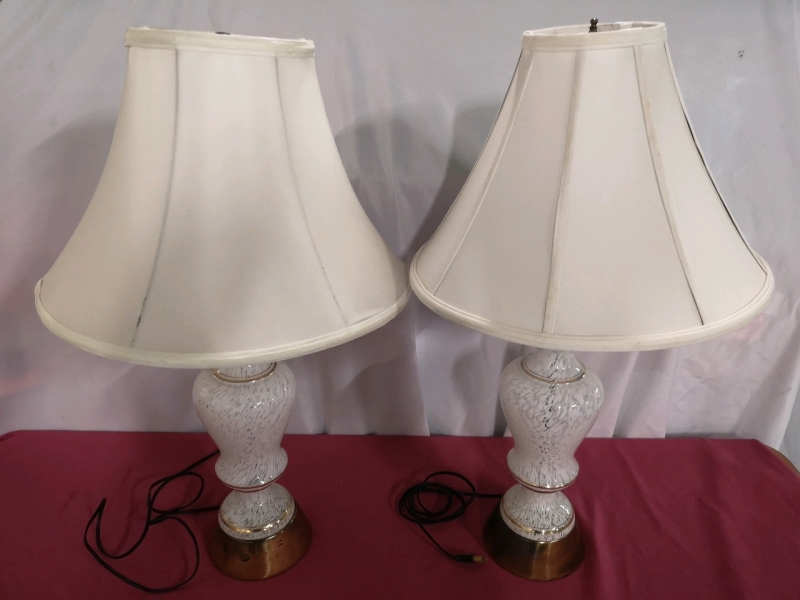 Vintage Pair of Murano Glass Lamps - Working