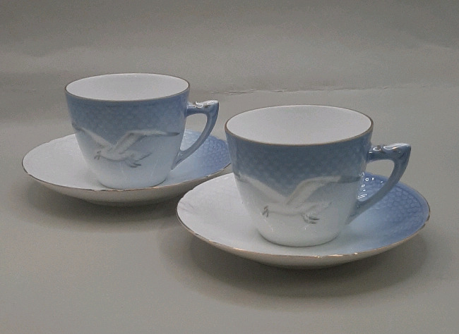 Vintage 2 Bing & Grondahl Denmark Seagull Pattern Small 3" Cup & Saucer